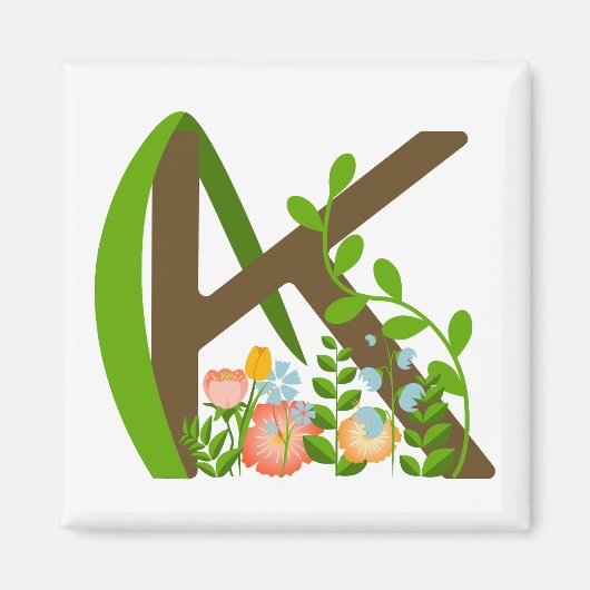 Hauptstadt K florale Monogramm Magnet (Vorne)
