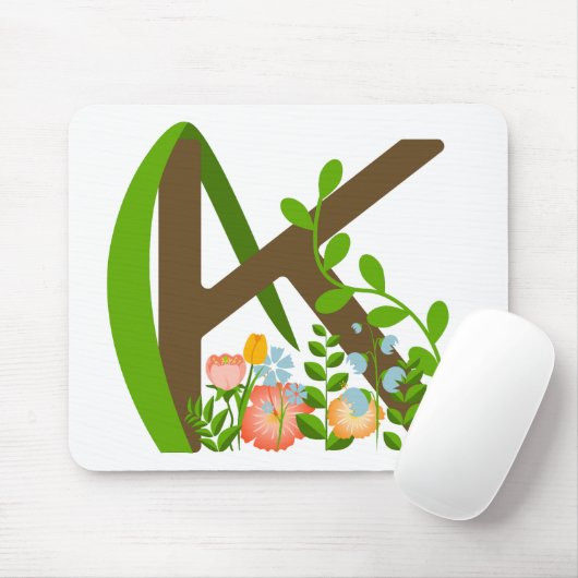 Hauptstadt K florale Monogramm Mousepad (Mit Mouse)