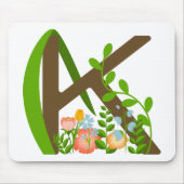 Hauptstadt K florale Monogramm Mousepad (Vorne)