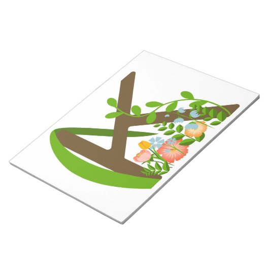 Hauptstadt K florale Monogramm Notizblock (angewinkelt)