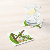 Hauptstadt K florale Monogramm Rechteckiger Pappuntersetzer (Vor Ort)