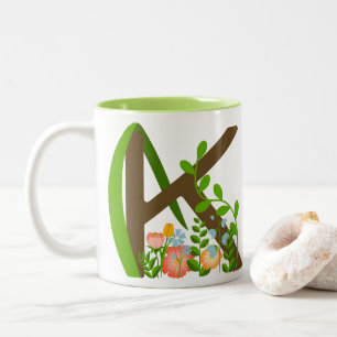 Hauptstadt K florale Monogramm Zweifarbige Tasse