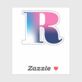 Hauptstadt Letter R Monogram Gradient Pink Blau We Aufkleber (Blatt)