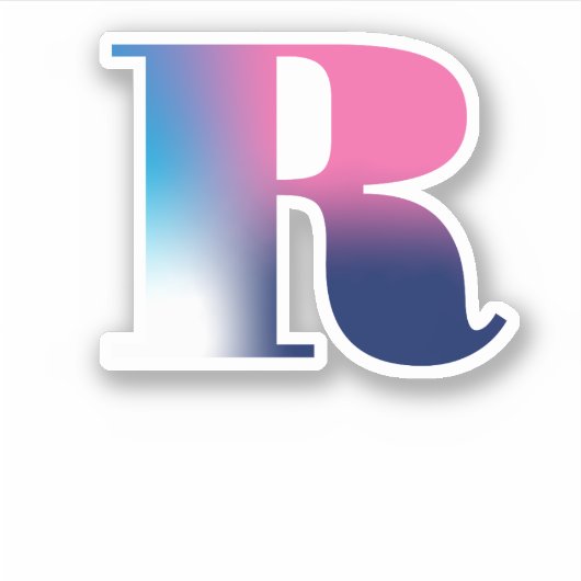 Hauptstadt Letter R Monogram Gradient Pink Blau We Aufkleber (Vorderseite)
