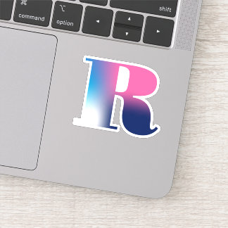 Hauptstadt Letter R Monogram Gradient Pink Blau We Aufkleber