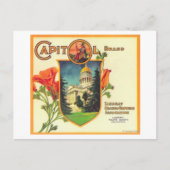 Hauptstadt Orange LabelLindsay, CA Postkarte (Vorderseite)