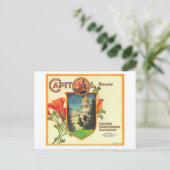 Hauptstadt Orange LabelLindsay, CA Postkarte (Stehend Vorderseite)