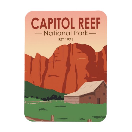 Hauptstadt Reef National Park Ranch Vintag Magnet (Vertikal)