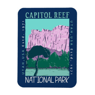  Hauptstadt Reef Nationalpark Utah Distressed Retr Magnet