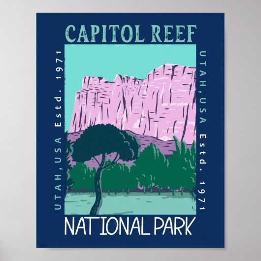 Hauptstadt Reef Nationalpark Utah Distressed Retro Poster (Vorne)