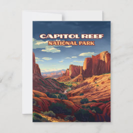 Hauptstadt Reef Nationalpark Utah Wüste Retro Card