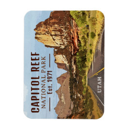 Hauptstadt Reef Nationalpark Utah Wüste Wasserfarb Magnet