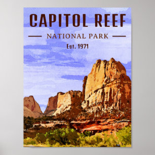 Hauptstadt Reef Nationalpark Utah Wüste Wasserfarb Poster