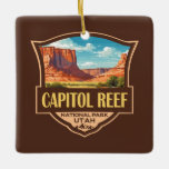 Hauptstadt Riff Nationalpark Locarno Keramikornament<br><div class="desc">Hauptstadt Reef Vektorgrafik Design. Der Park umgibt eine lange Falte in der Erde,  bekannt als die Wassertaschenfalte,  mit Schichten von goldenem Sandstein,  Schluchten und markanten Felsformationen.</div>