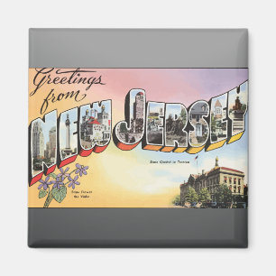 Hauptstadt von New Jersey in Teenion, Vintage Magnet