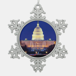Hauptstadt Washington DC United Staaten in Dusk Schneeflocken Zinn-Ornament