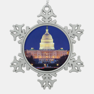 Hauptstadt Washington DC United Staaten in Dusk Schneeflocken Zinn-Ornament