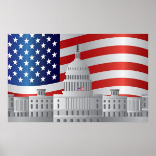 Hauptstadts-Gebäude Washington DCs US mit Poster