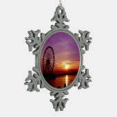 Hauptstadts-Rad am Sonnenuntergang Schneeflocken Zinn-Ornament (Links)