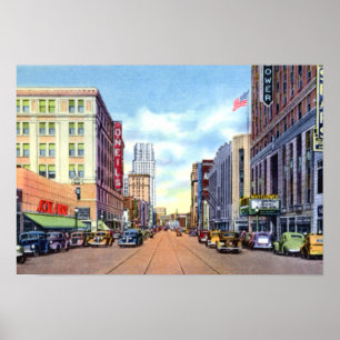 Hauptstraße Akrons Ohio in den vierziger Jahren Poster
