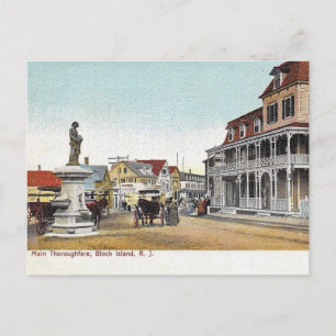 Hauptstraße, Block Island, Rhode Island, Vintage Postkarte