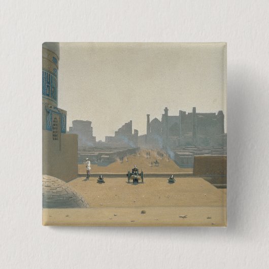 Hauptstraße in Samarkand, früher Morgen, 1869-70 Button (Vorderseite)