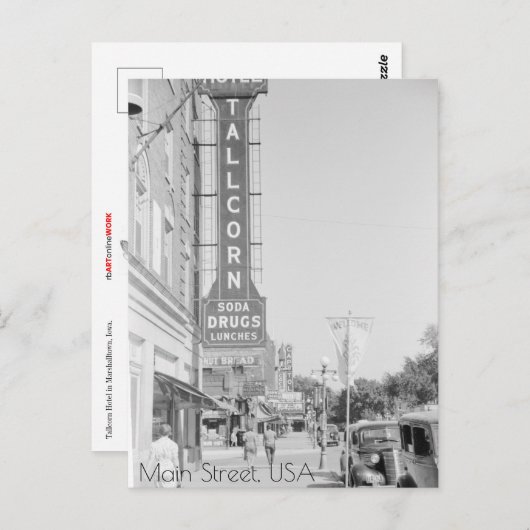 Hauptstraße, Marshalltown, Iowa Postkarte (Vorne/Hinten)