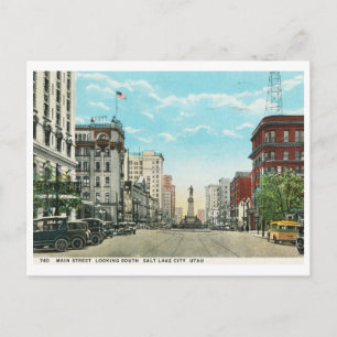 Hauptstraße, Salt Lake City, Utah Vintage Postkarte