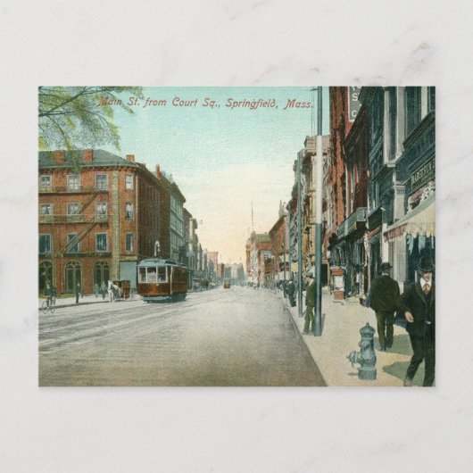 Hauptstraße, Springfield, MA Vintage Postkarte (Vorderseite)
