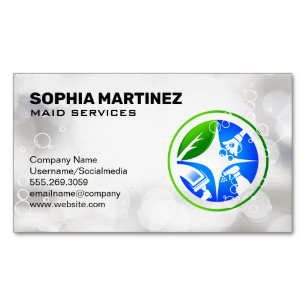 Hauptsymbole für die Reinigung   Seifenblasen Magnetische Visitenkarte