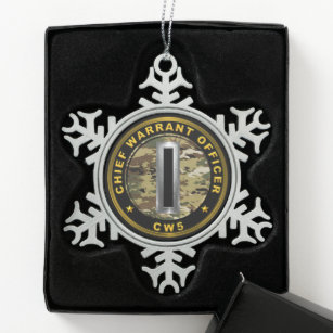 Hauptverantwortlicher für den Haftbefehl Fünf-CW5  Schneeflocken Zinn-Ornament