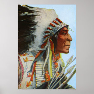 Hauptwolf-Robeblackfeet-amerikanischer Ureinwohner Poster