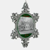 Haus 2 schneeflocken Zinn-Ornament (Links)