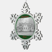 Haus 2 schneeflocken Zinn-Ornament (Rechts)