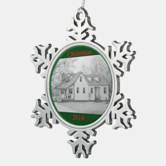 Haus 2 schneeflocken Zinn-Ornament (Rechts)