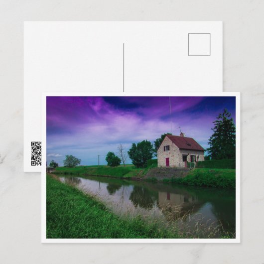 Haus am Fluss Postkarte (Vorne/Hinten)