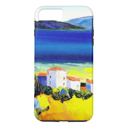 Haus am Meer farbenfrohe Ölmalerei Reise Spaß Case-Mate iPhone Hülle (Rückseite)