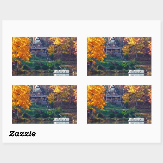 Haus am See Rechteckiger Aufkleber (Blatt)