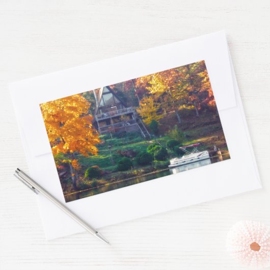 Haus am See Rechteckiger Aufkleber (Umschlag)