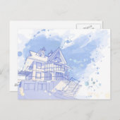 Haus: Aquarell gezeichnet Postkarte (Vorne/Hinten)