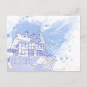 Haus: Aquarell gezeichnet Postkarte (Vorderseite)