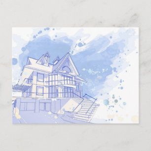 Haus: Aquarell gezeichnet Postkarte