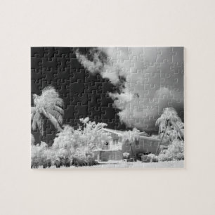 Haus auf den Florida Keys und seine Palmen, USA. Puzzle
