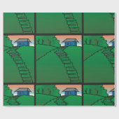 Haus auf einem grünen Hügel Geschenkpapier (Flach)