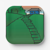 Haus auf einem grünen Hügel Pappteller (Vorderseite)