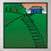 Haus auf einem grünen Hügel Poster (Vorne)