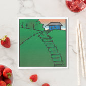 Haus auf einem grünen Hügel Serviette (Beispiel)