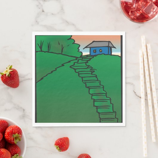 Haus auf einem grünen Hügel Serviette (Beispiel)