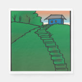 Haus auf einem grünen Hügel Serviette (Vorderseite)