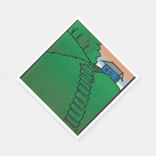 Haus auf einem grünen Hügel Serviette (Ecke)